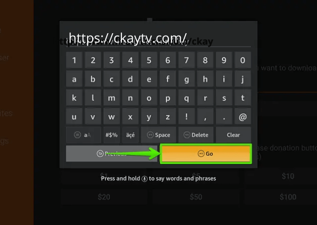 click on the Go option