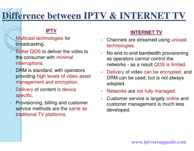 Differences between IPTV and Internet Television