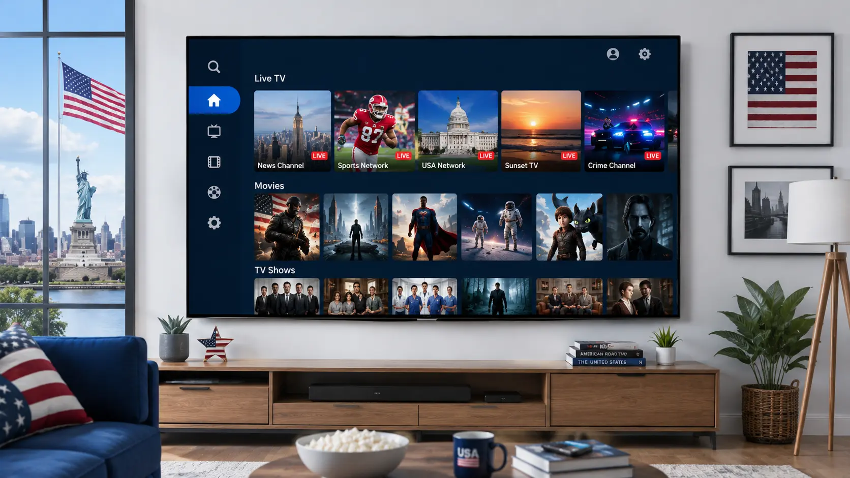 IPTV Smarters Pro app interface on a smart TV screen
