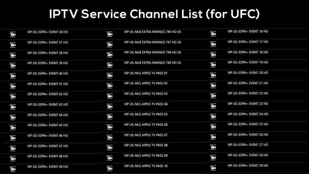 IPTV Service Channel List for UFC