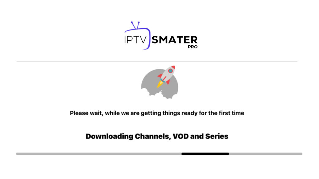 IPTV Smarters Pro loading to make things ready for the first time