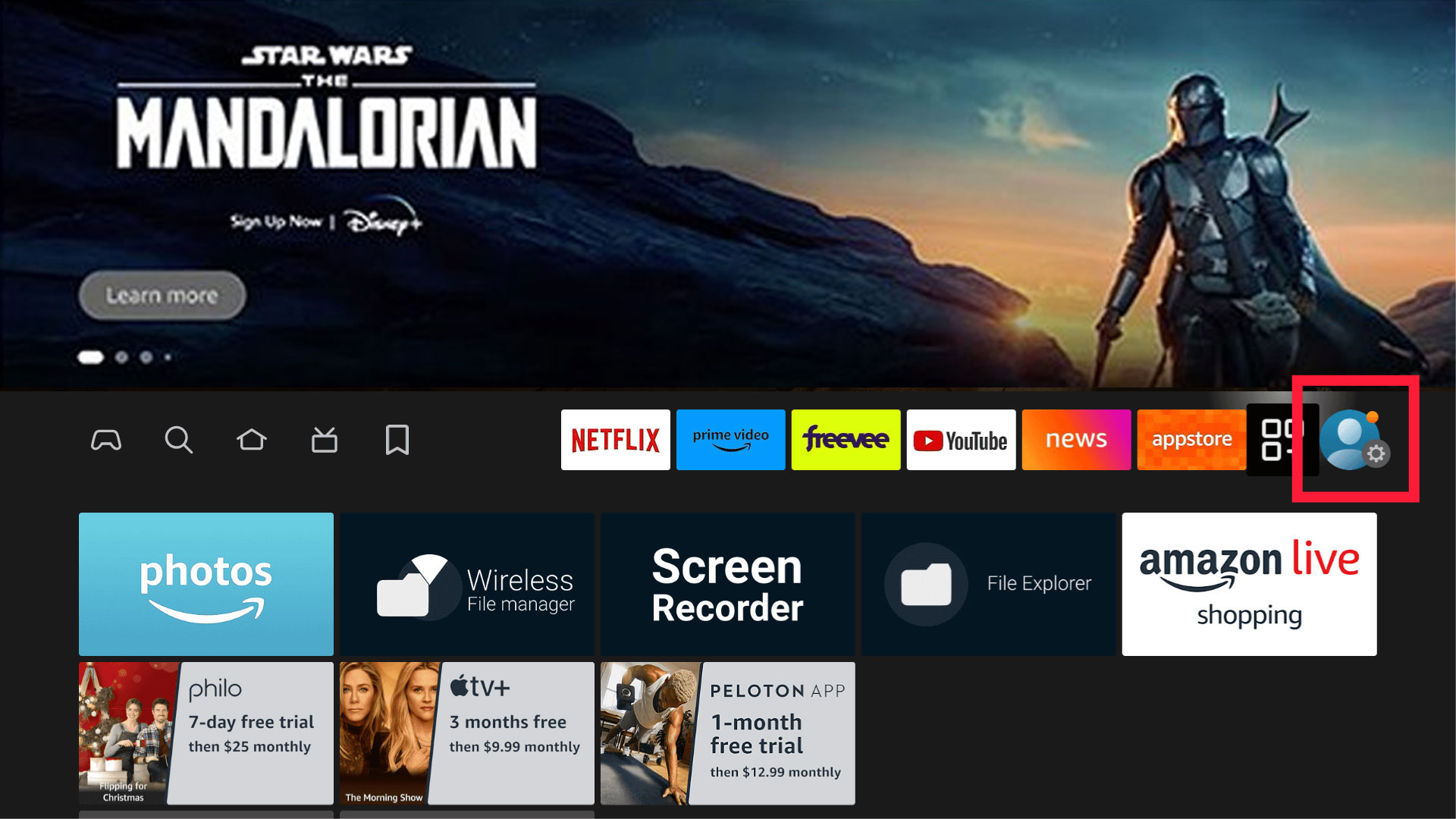 Application Icon on Homepage of Firestick