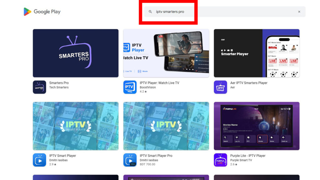 Searching for IPTV apps on Android TV