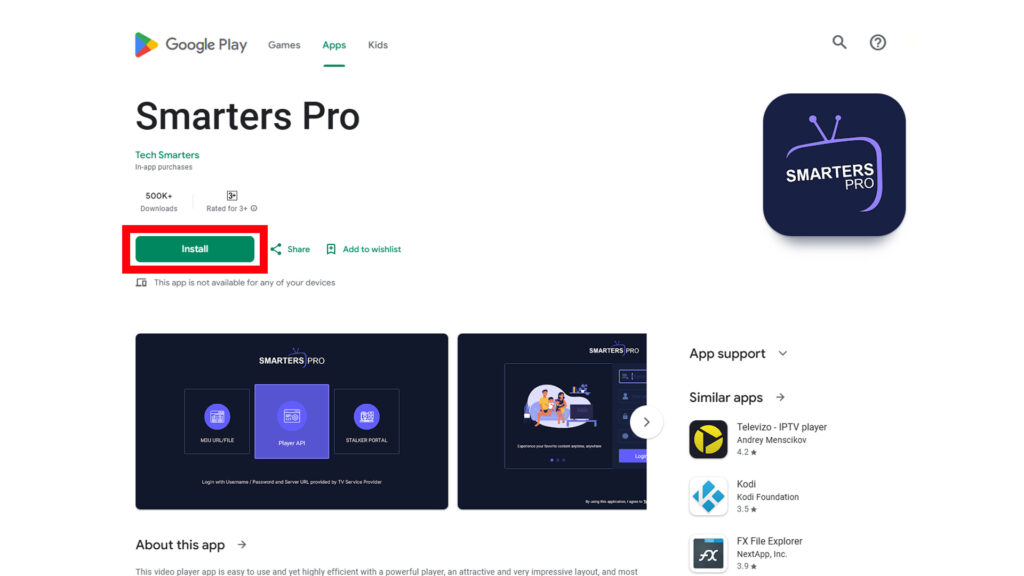 Installing Smarters Pro app on Android TV