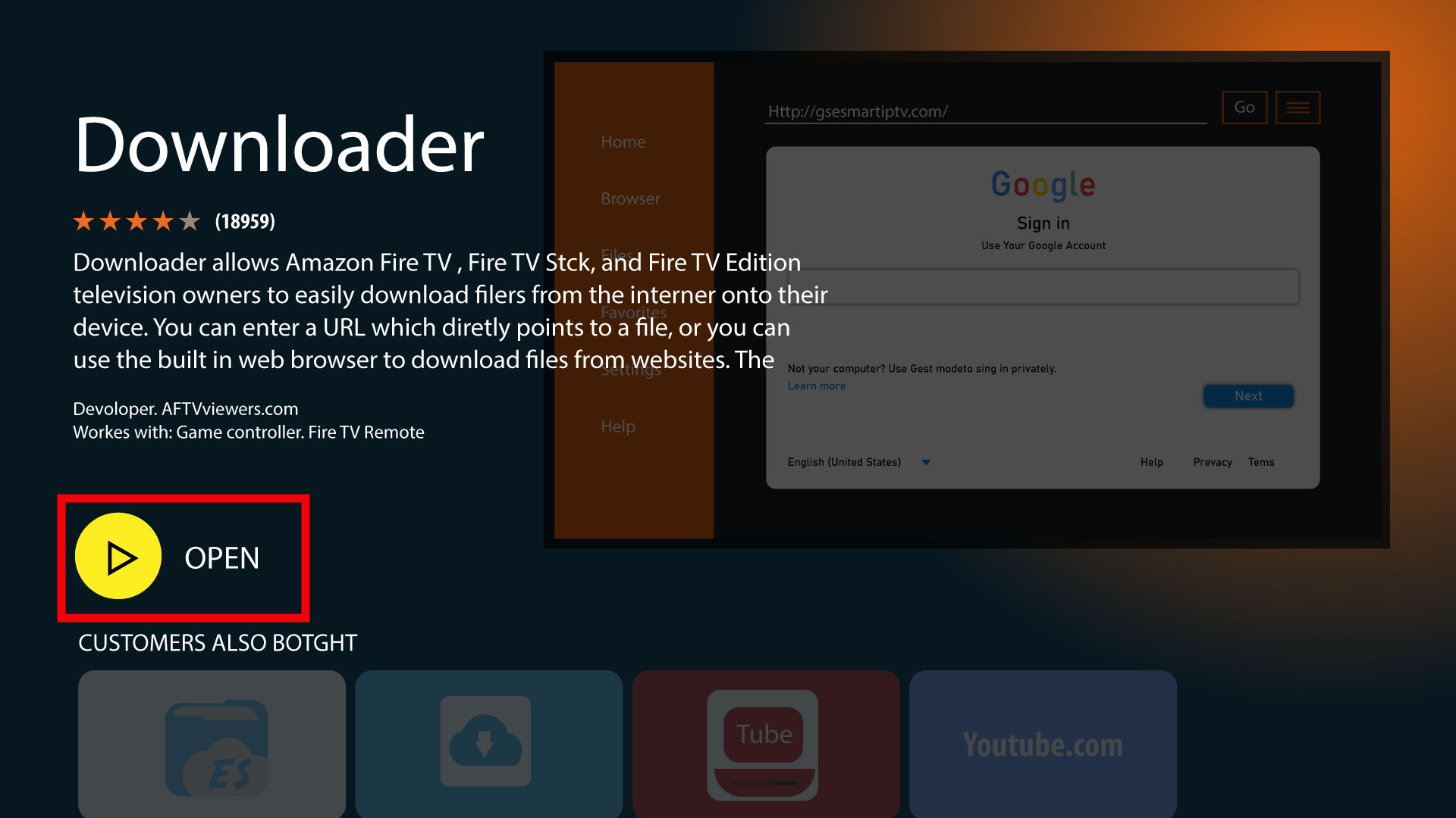 Downloader App on Firestick