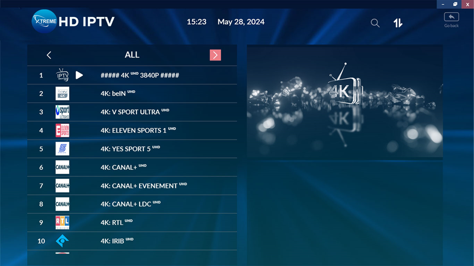 Xtreme HD IPTV - 4K TV Channels List