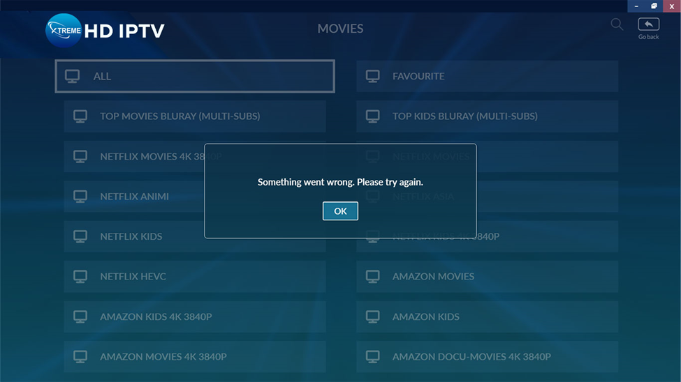 Xtreme HD IPTV - Movie List Not Responding