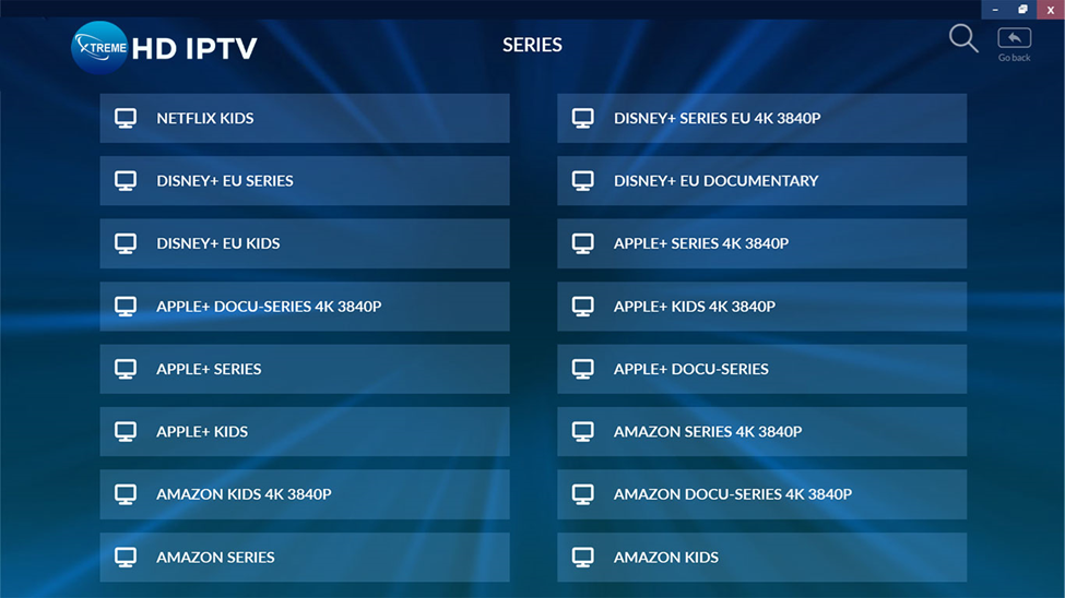 Xtreme HD IPTV - Series Category List