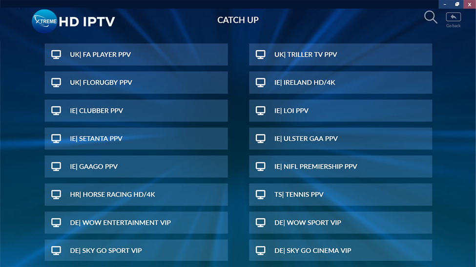 Xtreme HD IPTV - Catchup Category List