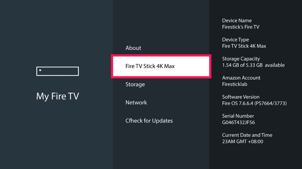 Settings Option on Firestick