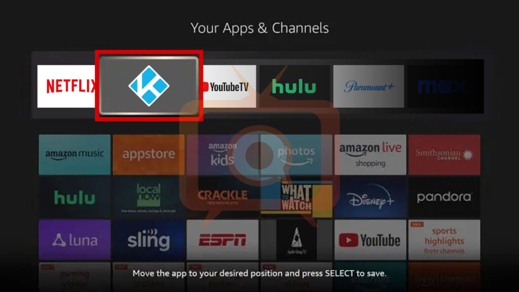 Moving up Kodi app on Firestick