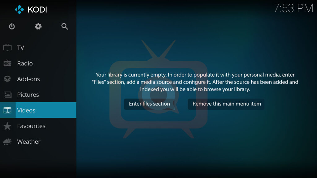 Kodi app interface