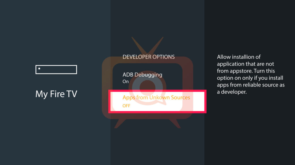 Apps from Unknown Source option on Firestick