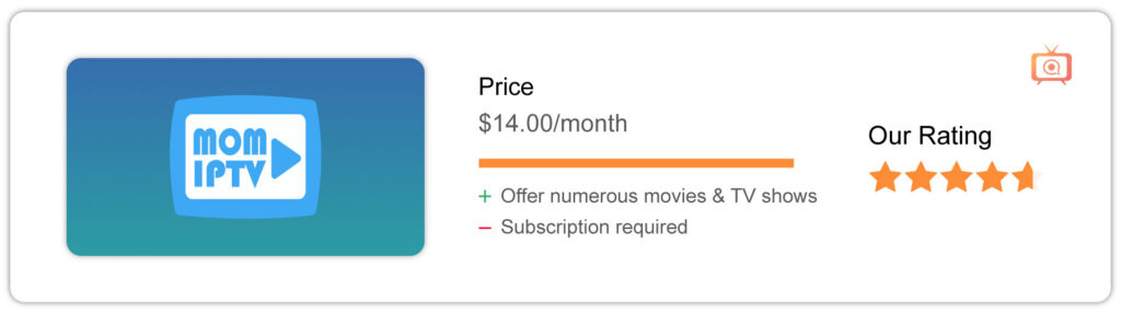 Mom IPTV Price and Rating