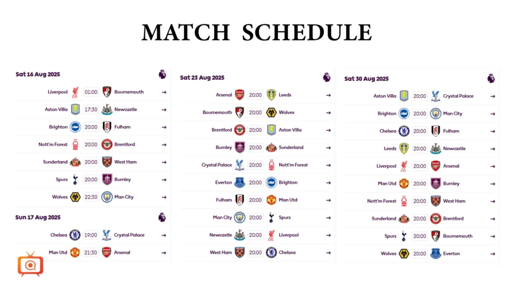 EPL Match Schedule