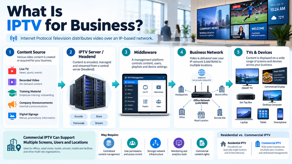 IPTV for Business: Benefits, Applications, Costs and Setup Guide for 2026